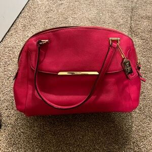 Coach Pink Madison Leather Satchel Bag with Gold Hardware